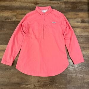 Chemise Femme Columbia Omni-Shade - Corail, Manches Roulées, UPF 30+, Taille 2X